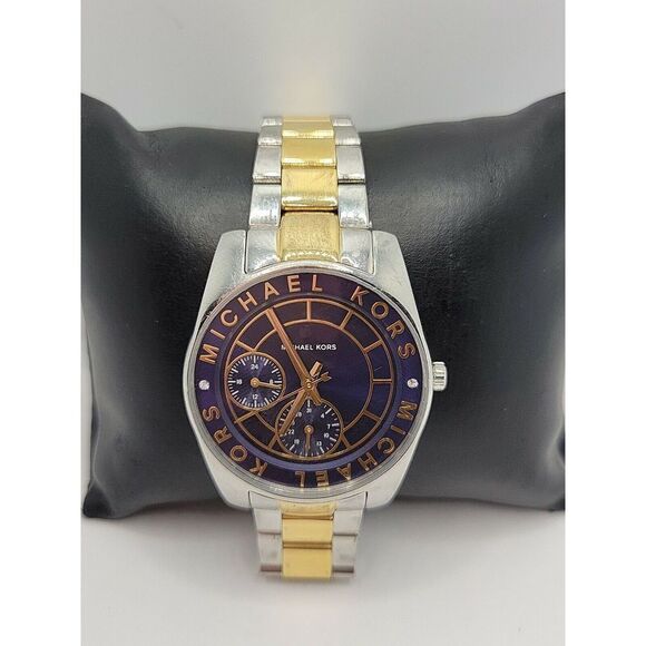 MICHAEL KORS MK6195 Women's Stainless Steel Analog Blue Dial Quartz Watch AM183 - Picture 1 of 11